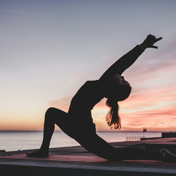 Yoga practice on mat